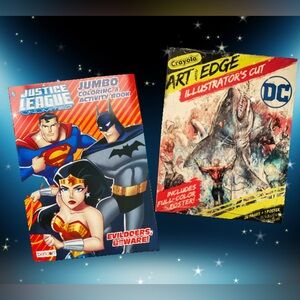 2Pc DC Comics Justice League Jumbo Coloring & Activity Books w/Full Color Poster